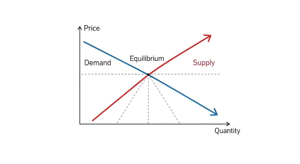 Supply and demand market equilibrium graph