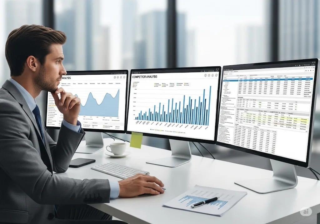 Analyst reviewing competitive data